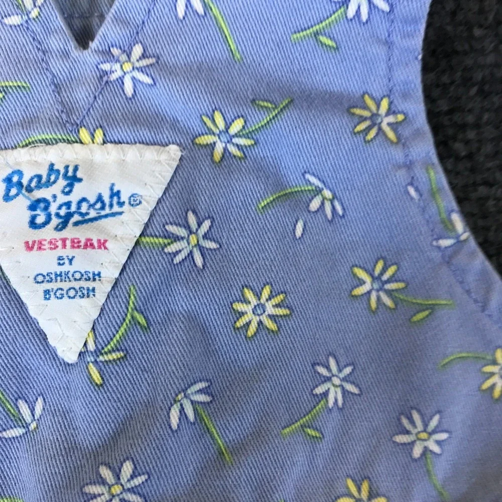 OshKosh B'gosh Overall Baby 12 Mos Blue Floral Print Adjustable Button Straps